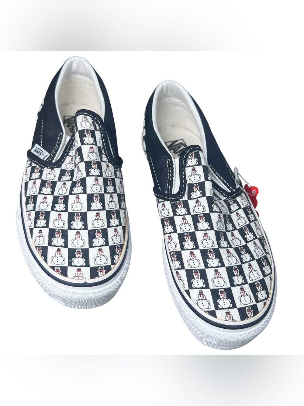 Vans Kids Classic Slip-On Checkered Snowman Pattern Sneakers NWT Size 1.5